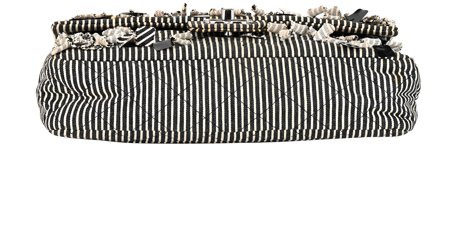 Striped Medium Classic Double Flap, &pound;2,100, Handbags, Black/White, Fabric, Top view